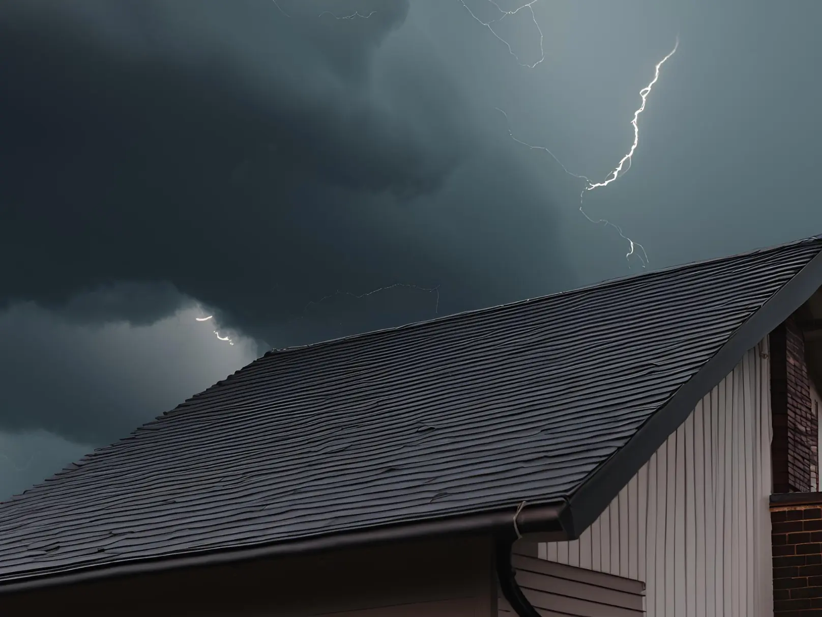 Lightning above roof of home