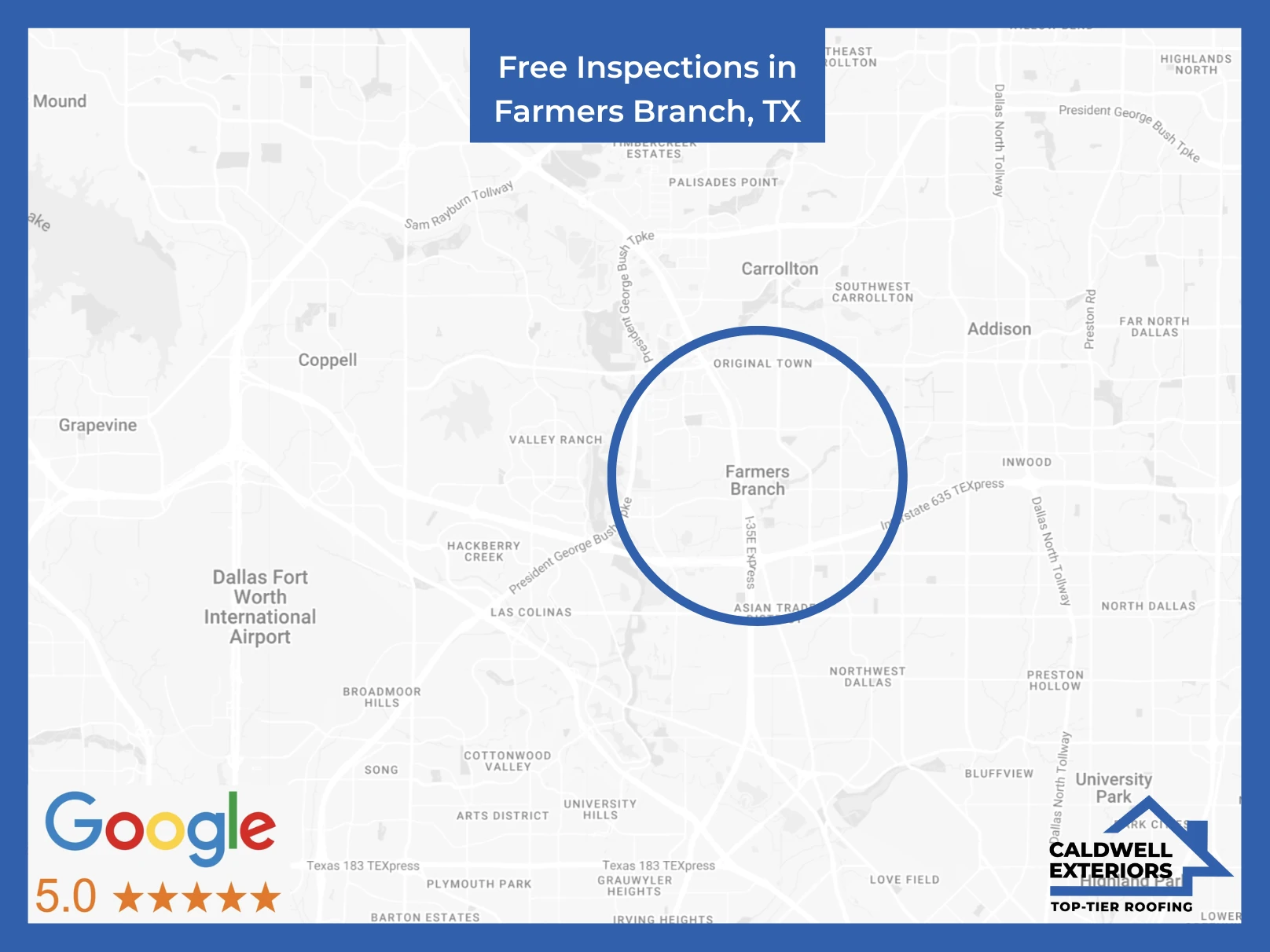 Map of Caldwell Exteriors at Farmers Branch, TX