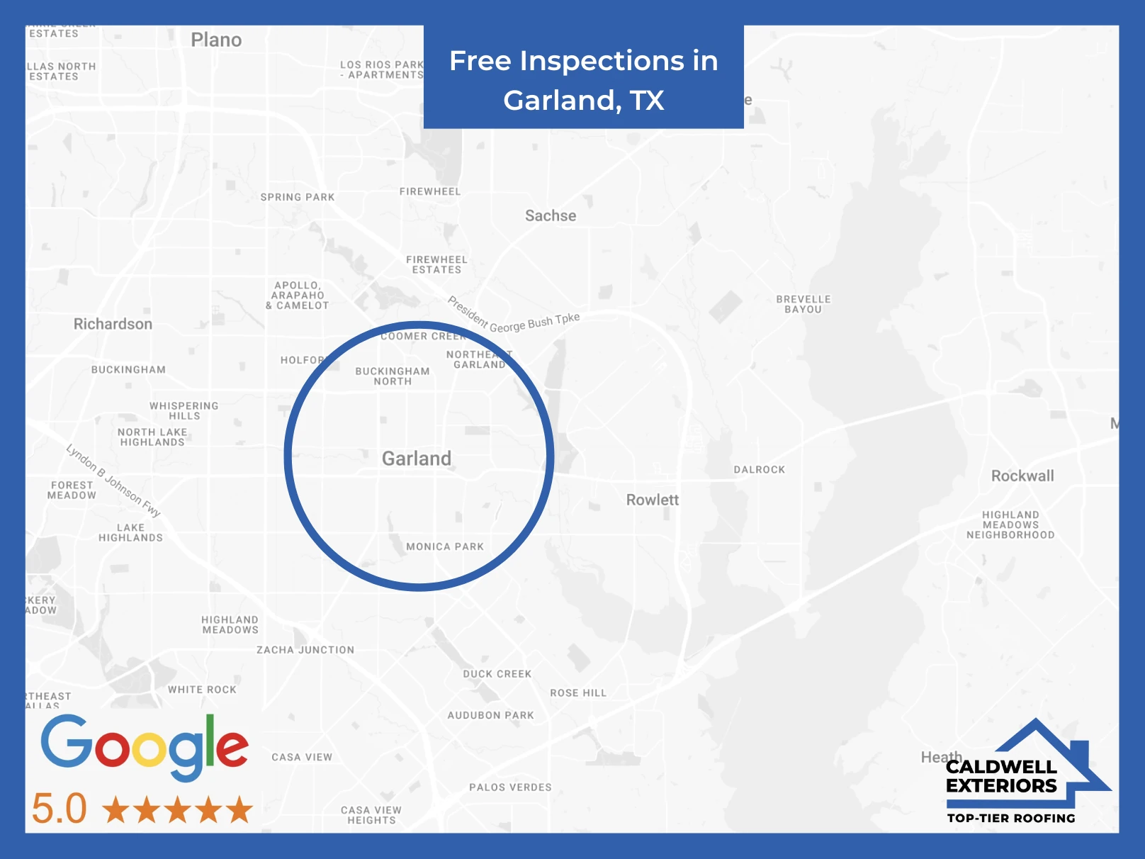 Map of Caldwell Exteriors at Garland, TX