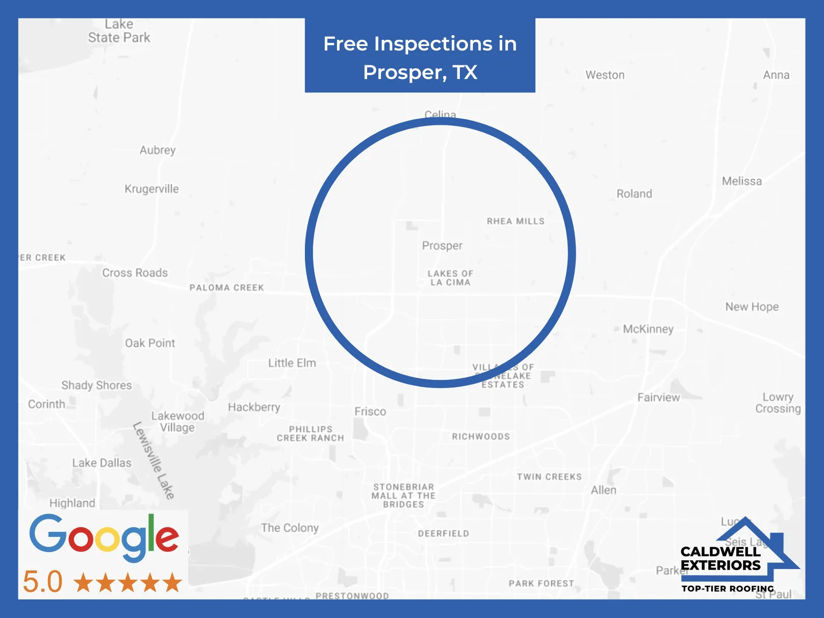 Map of Caldwell Exteriors at Prosper, TX
