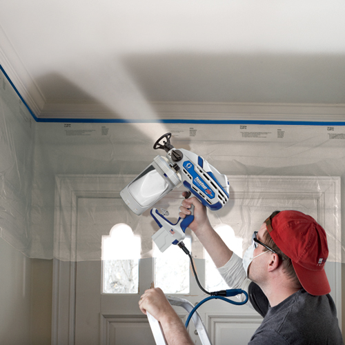 Painting the ceiling white with spray