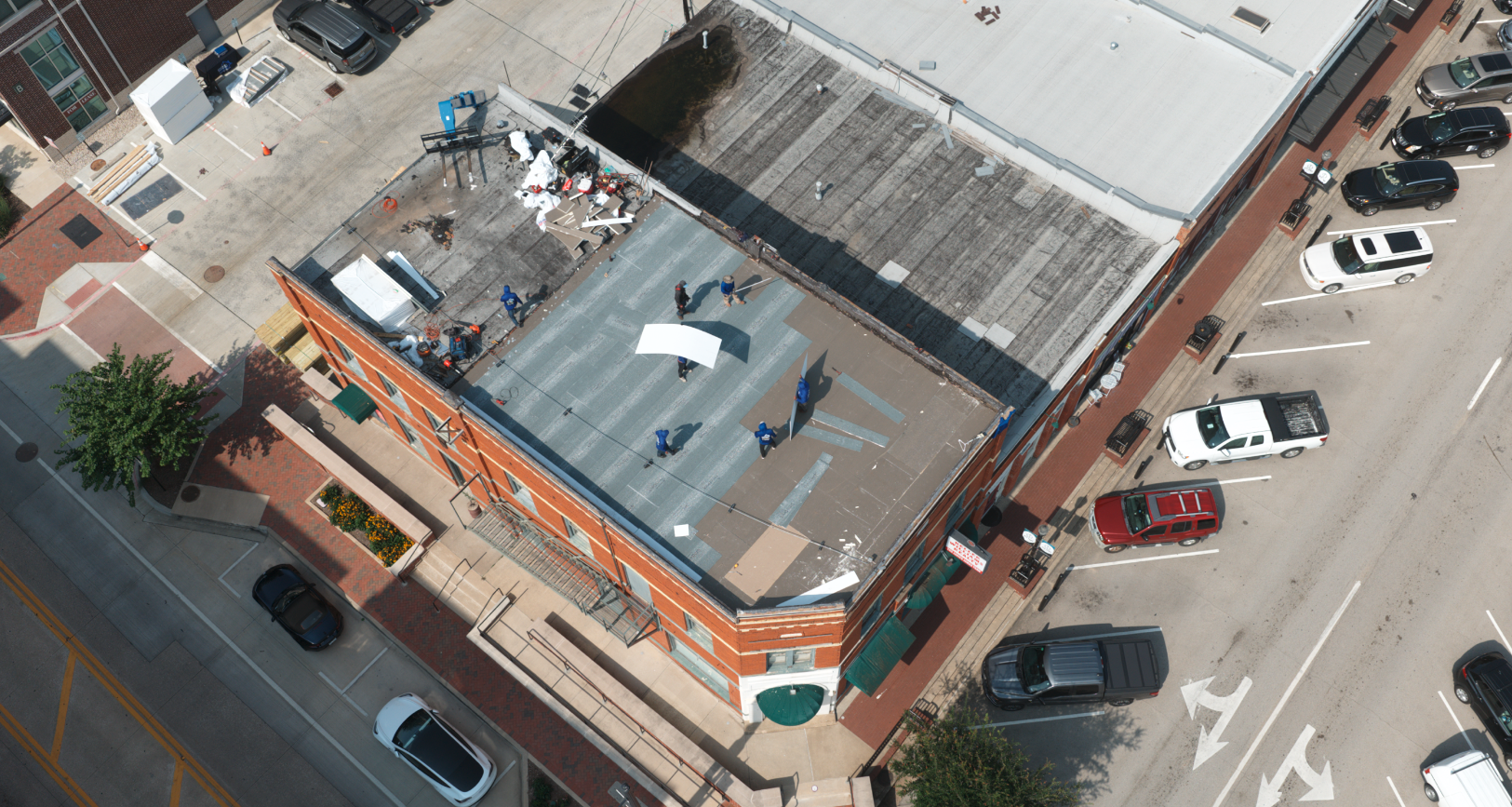commercial roof replacement in process