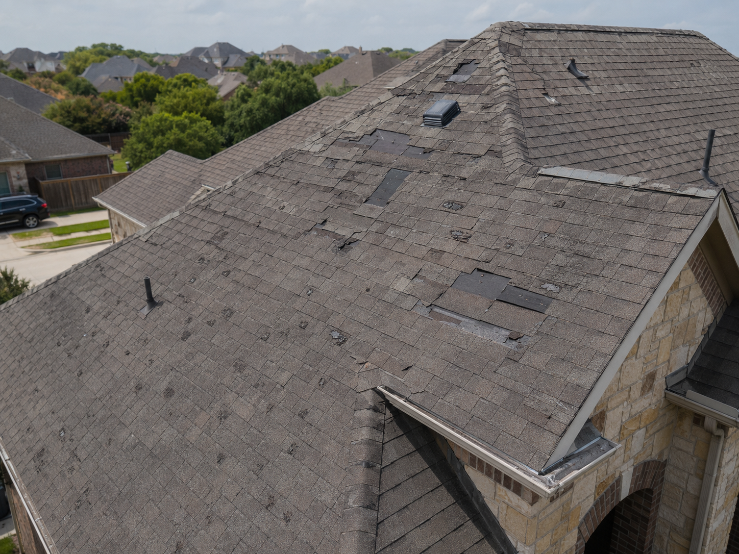 mckinney texas damaged roof from wind and hail damage