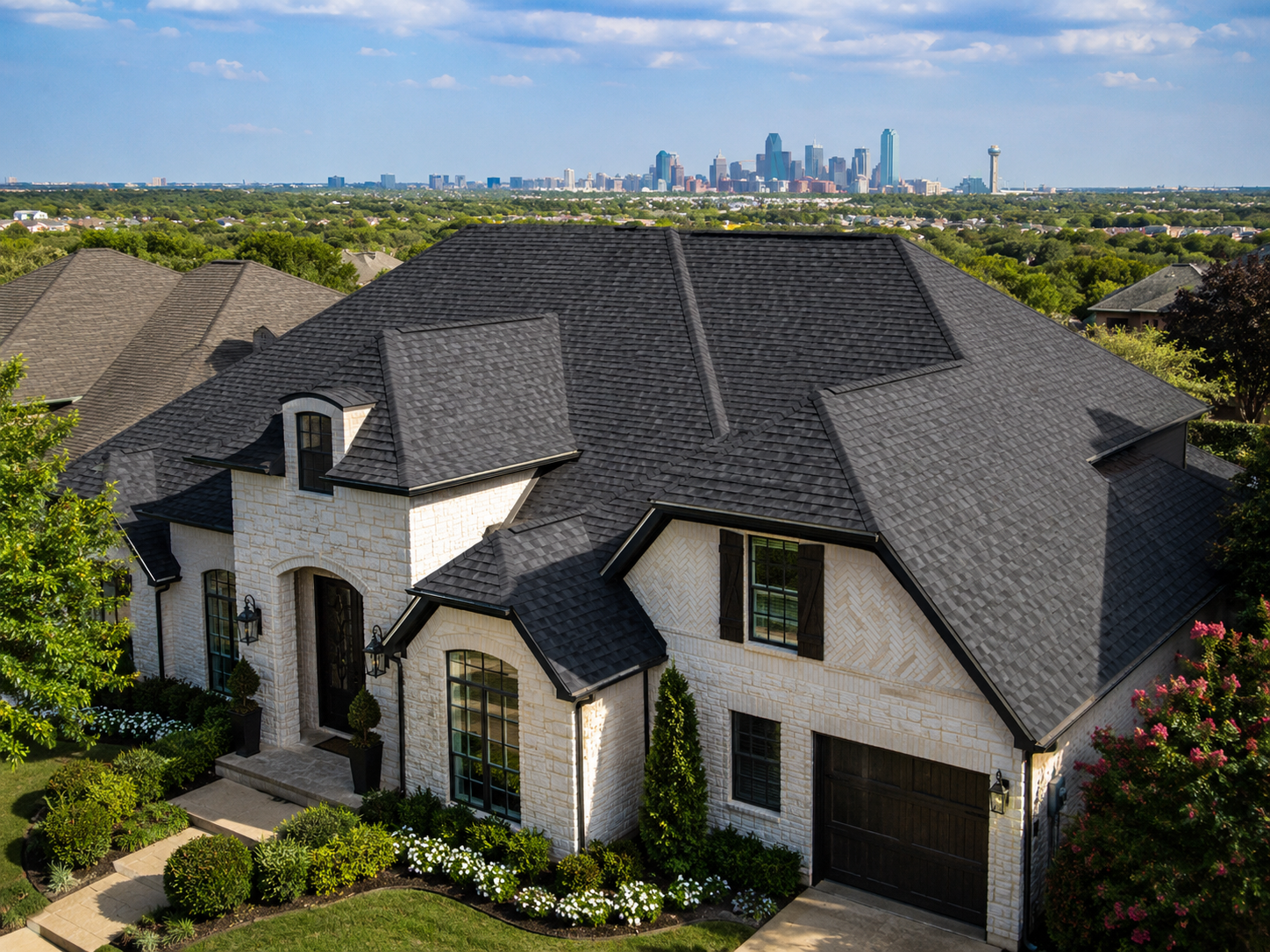 Hail damage roof replacement completed by Caldwell Exteriors on a residential home in Dallas, Texas.