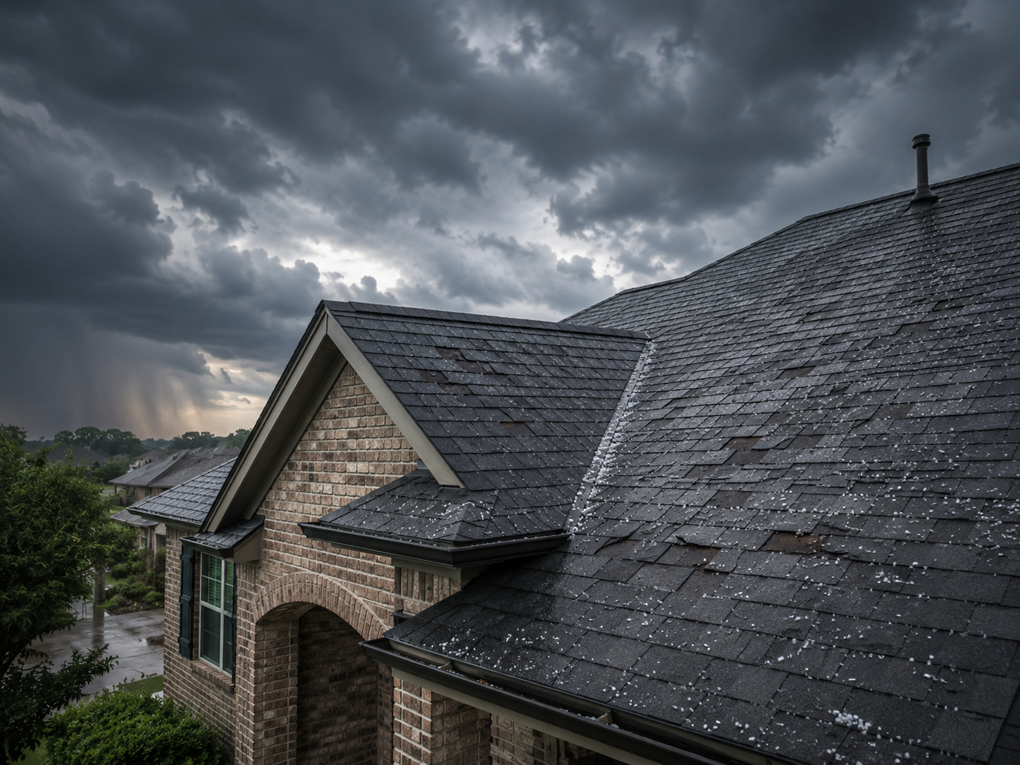 denton hail storm damage to a roof