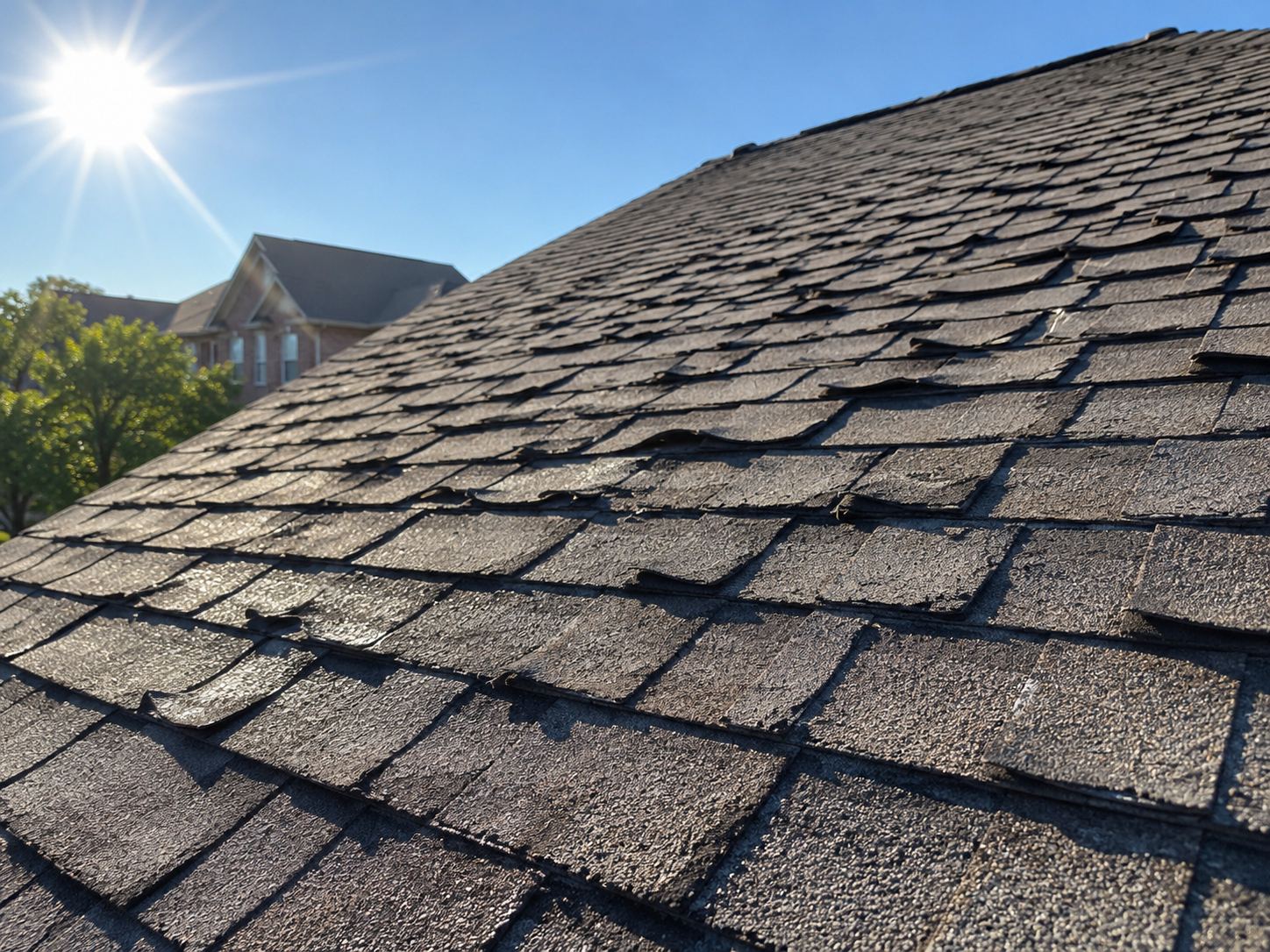damaged shingles due to heat in irving texas
