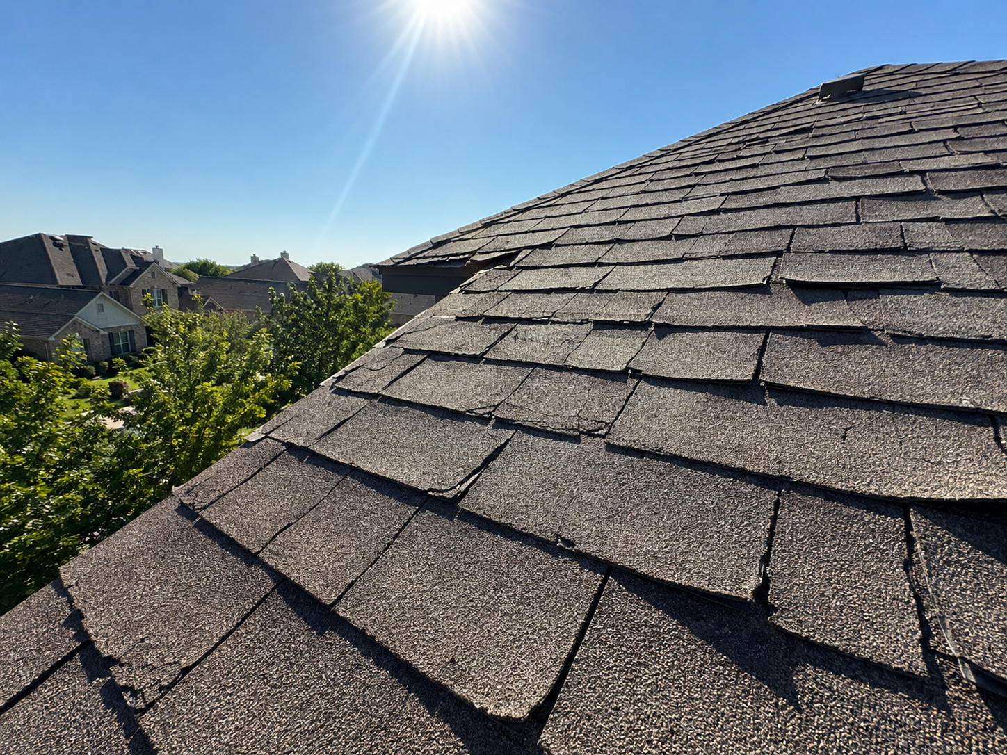 heat damaged roofing shinlges in mckinney texas