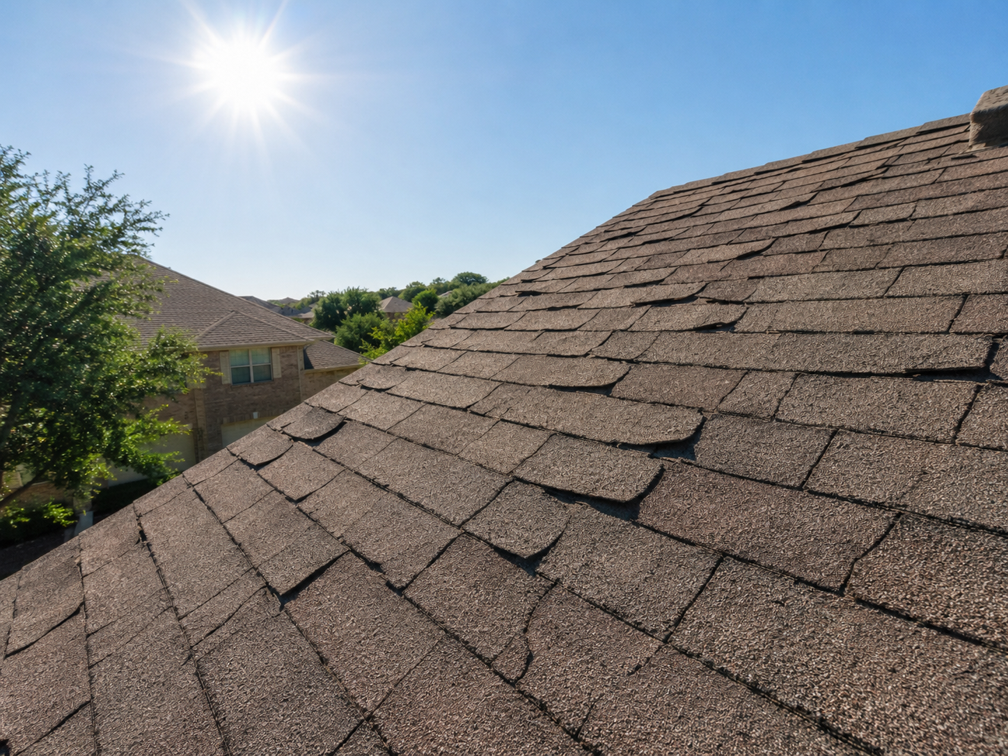 damaged shingles on mesquite tx home