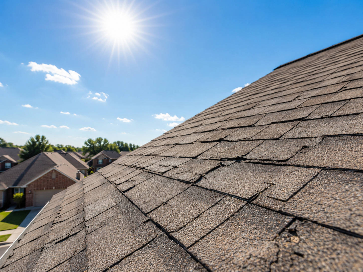 damaged shingles in plano due to heat