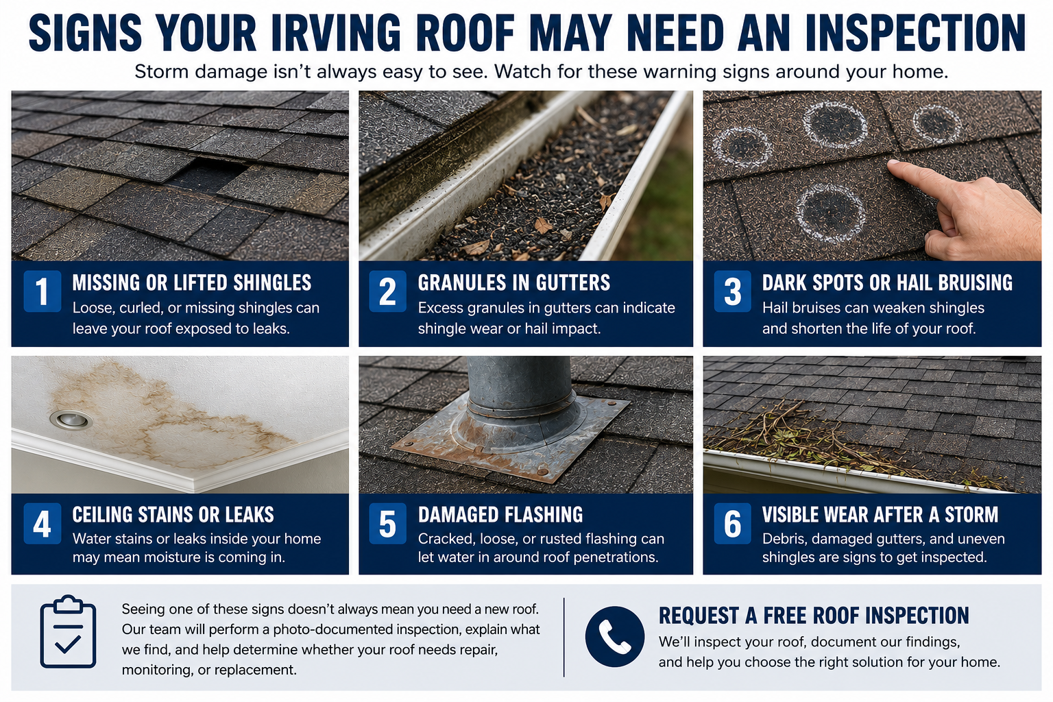 signs your roof may be damaged in irving texas