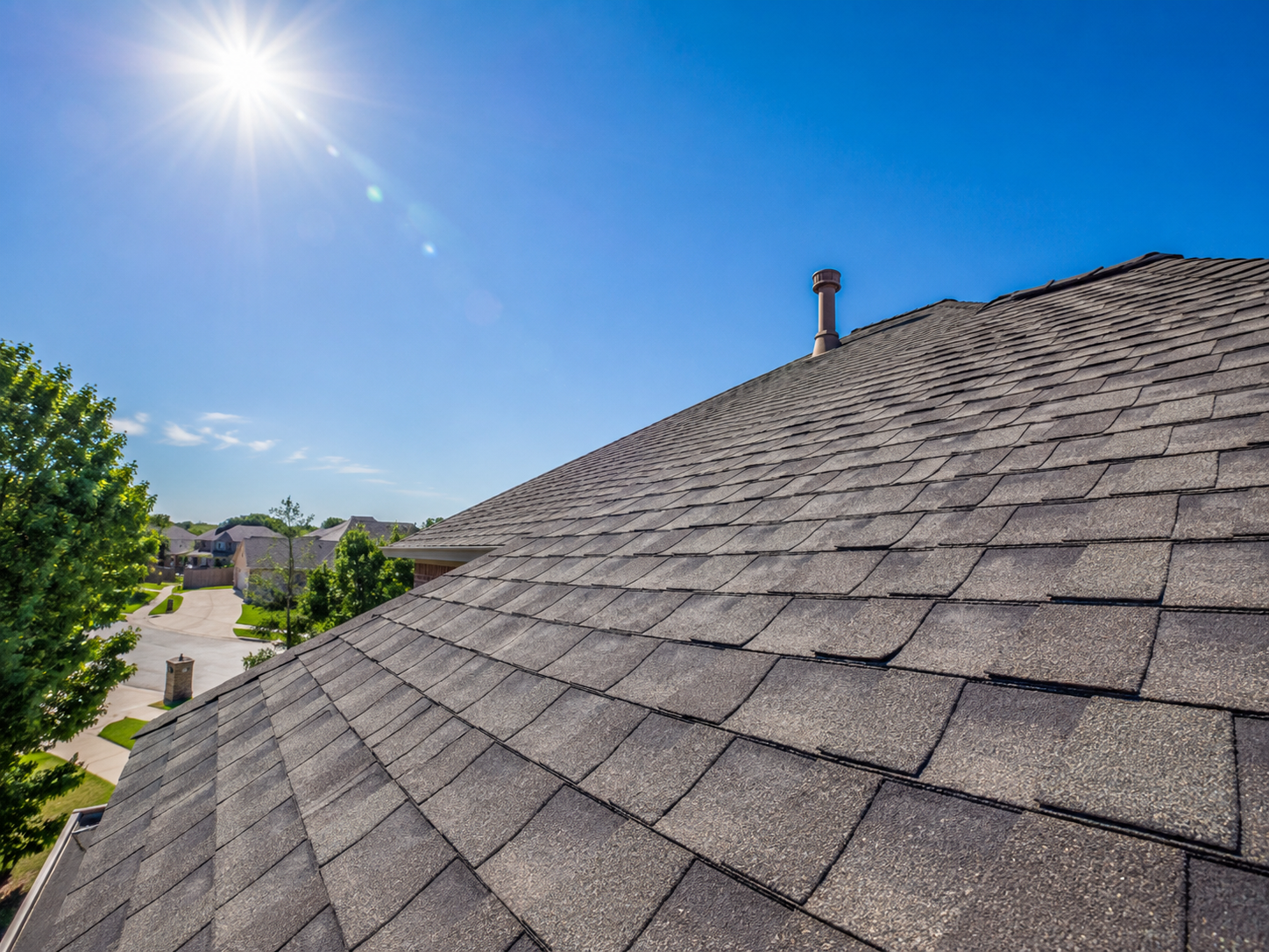 damaged shingles in denton texas due to heat