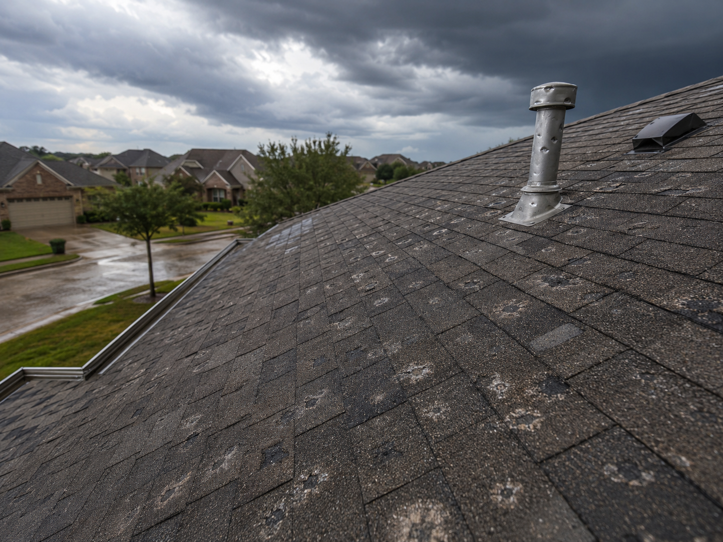 ft worth wind driven shingle damage
